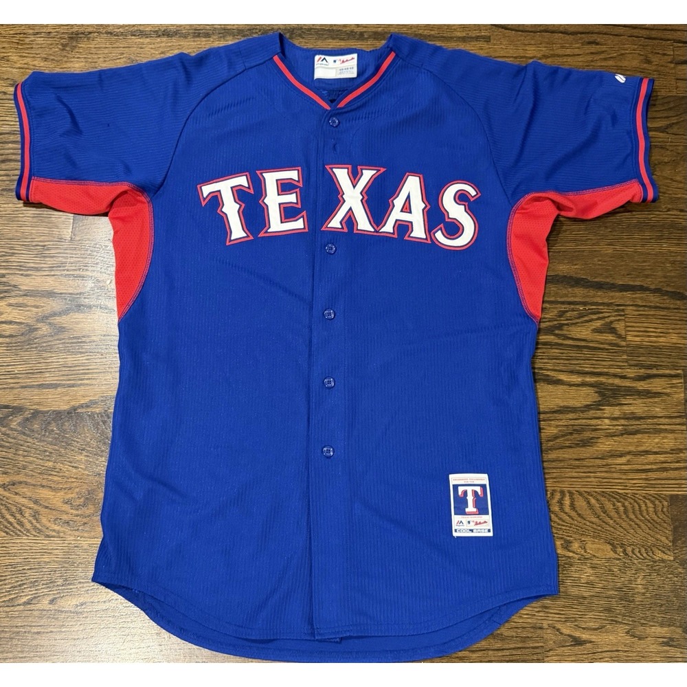 Majestic Texas Rangers Jersey Authentic Stitched Cool Base Size 48 Baseball MLB